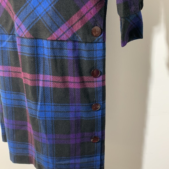 Vintage Wool Plaid Dress - Picture 5 of 7
